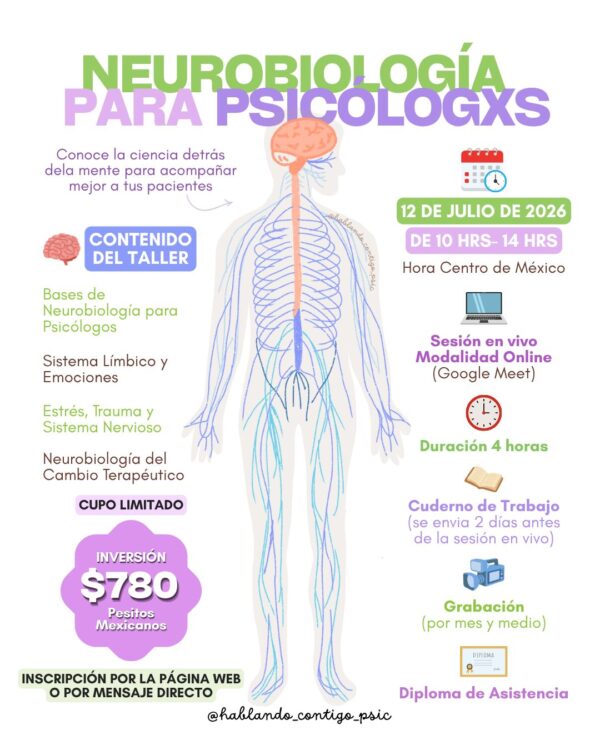 🧠✨ TALLER ONLINE: NEUROBIOLOGÍA PARA PSICÓLOGXS ✨🧠