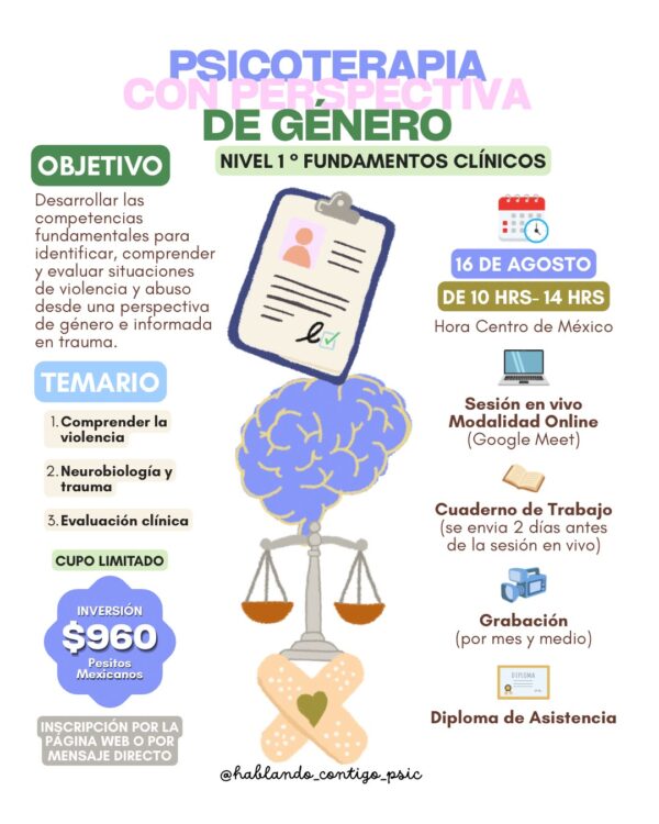 Taller Online: Psicoterapia con Perspectiva de Género | Nivel I