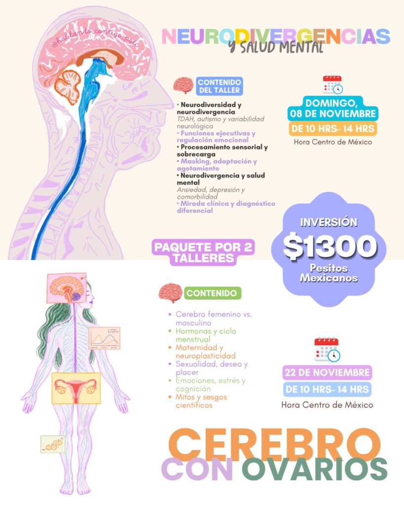 Talleres online de neurociencia y salud mental 🧠✨ (Neurodivergencias y salud mental, y Cerebro con Ovarios)
